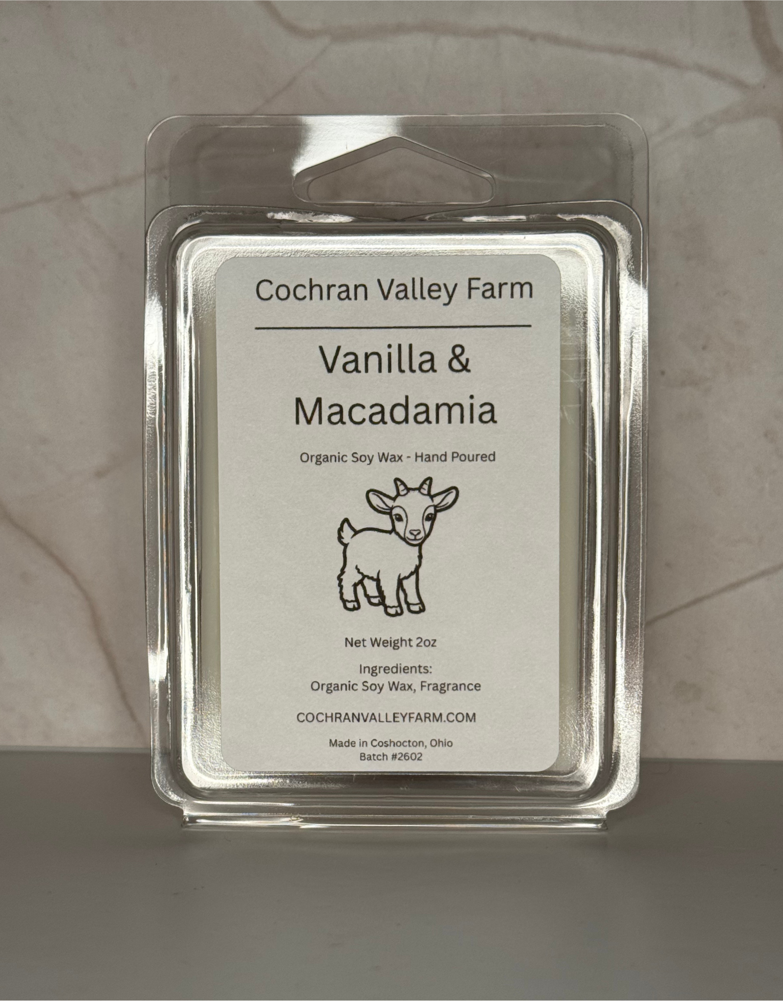Vanilla & Macadamia Organic Soy Wax Melt